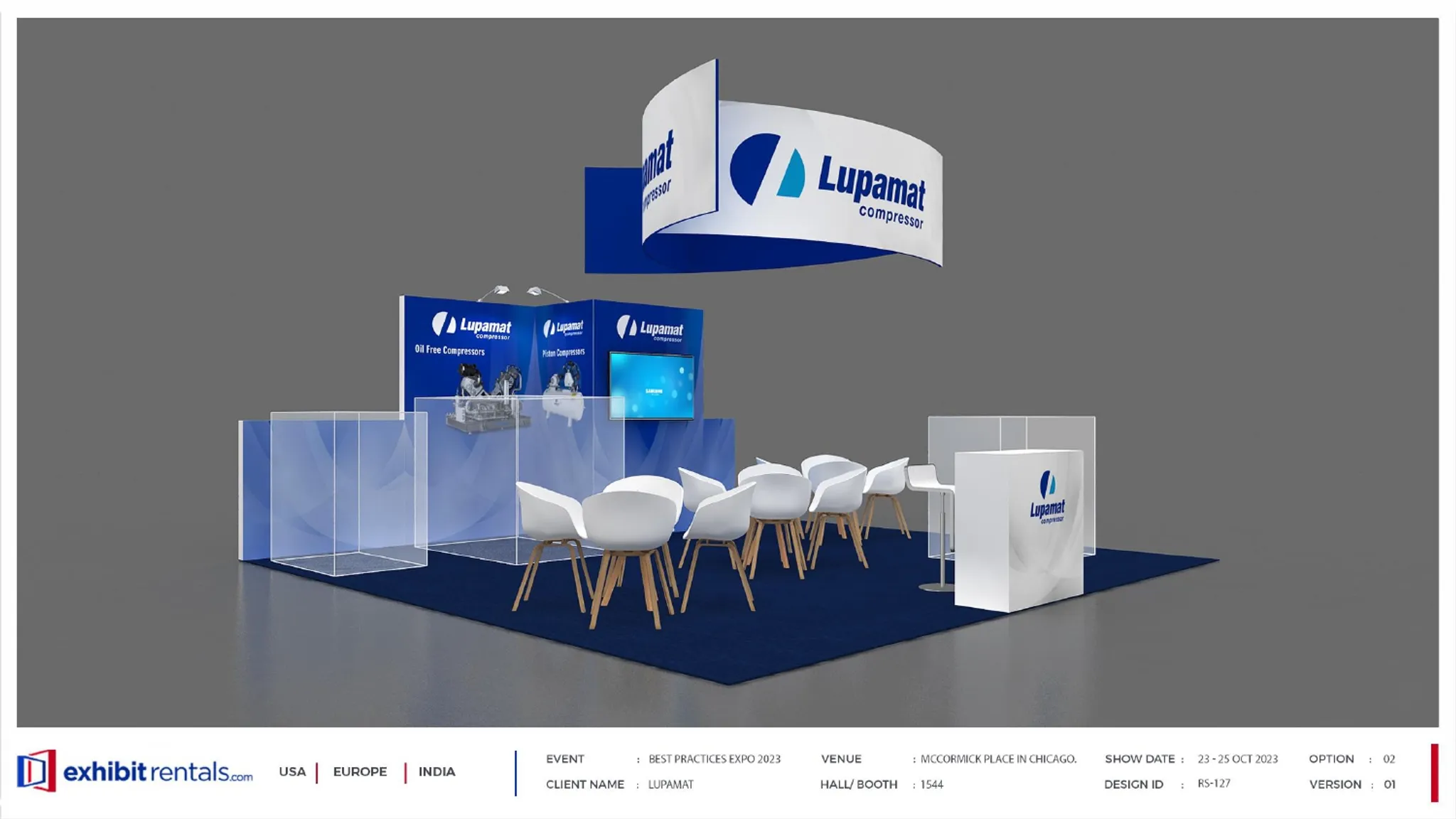 40x40 Peninsula booth design by Exhibit-Rentals